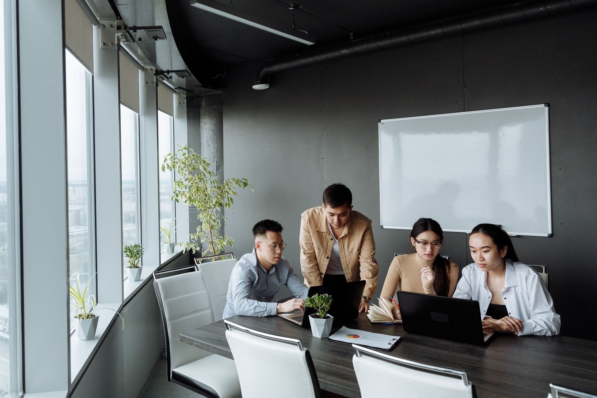 People working at a table